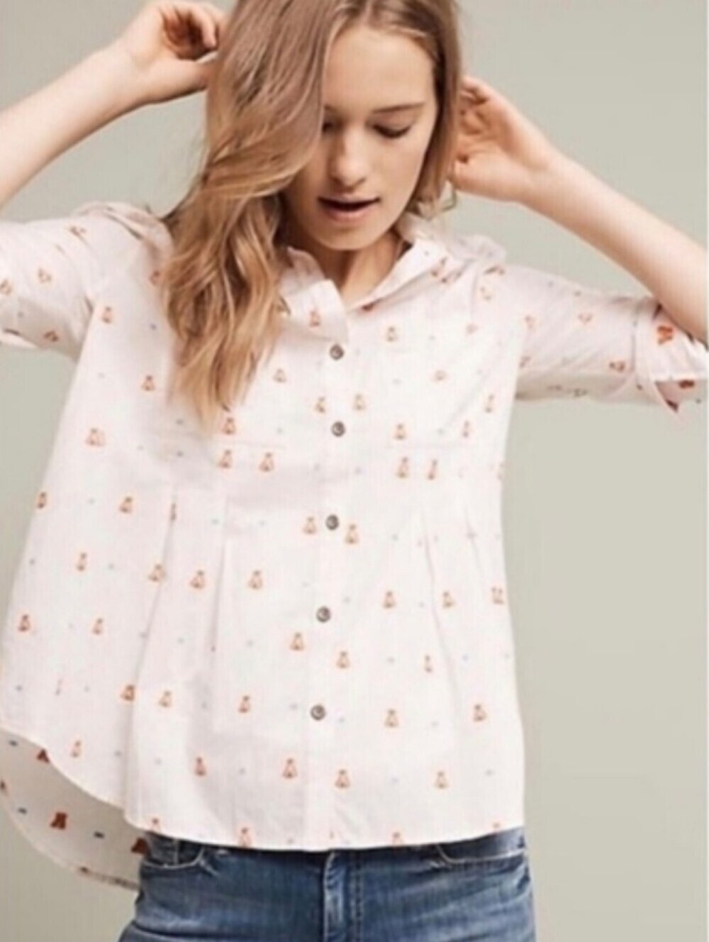 Anthropologie Maeve Miette Teepee Embroidered Blouse 10